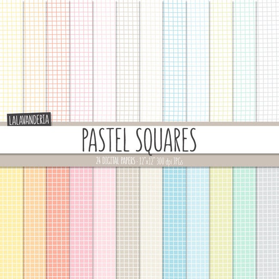 Grid Digital Paper Pack. Pastel Hand Drawn Graph Backgrounds. Etsy