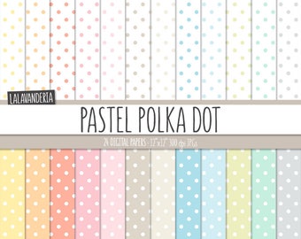 Pastel Polka Dot Digital Paper Pack. Soft Colors Dotted Backgrounds. Printable Papers. Baby Polkadot Patterns. Dots Digital Scrapbook Papers