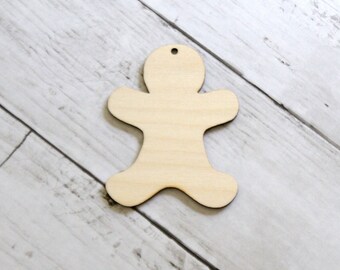 Gingerbread Man Cutout, Wooden, Ninja Ornament Blank, Wooden ornament, paint, unfinished, 3&quot; ornament, DIY Christmas ornament