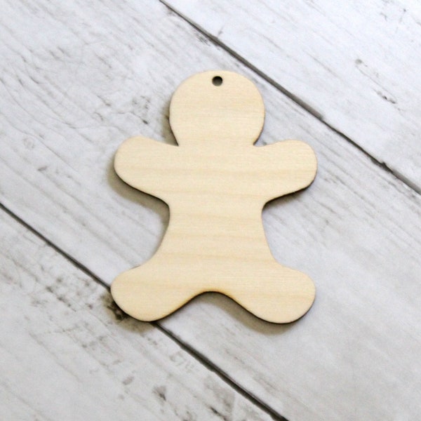 Gingerbread Man Cutout, Wooden, Ninja Ornament Blank, Wooden ornament, paint, unfinished, 3" ornament, DIY Christmas ornament