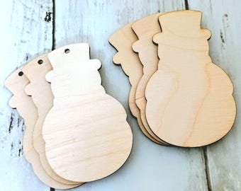 Schneemann Ausschnitt, Holz, Ornament Rohling, Farbe, unvollendet, 3 "Verzierung, DIY, Hut, Schal, Schneeball