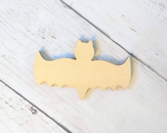 Fledermaus Ausschnitt, Holz, Halloween Ornament Rohling, Holzfarbe, Unvollendet, 3 "Ornament, Herbst, Herbst, Unheimlich, Kinder Basteln