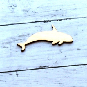 Découpe de baleine, en bois, vide, peinture, inachevé, ornement de 3 po., animal sauvage, Alaska, océan Pacifique, orque, tueur, baleine à bosse, Atlantique, bleu, aileron