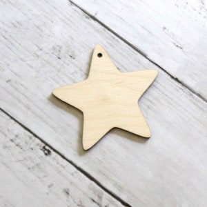 Star Cutout, Wooden, Five Point Star Ornament Blank, Wooden ornament, paint, unfinished, 3&quot; ornament, sky ornament