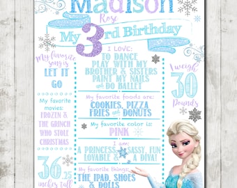 Elsa Frozen Birthday Poster- high resolution digital file