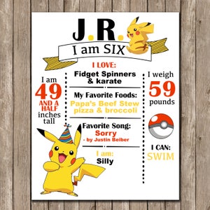Pokemon inspirado- Cartel de cumpleaños- archivo digital de alta resolución