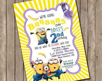 Minions inspired Birthday invitations - 25 printed
