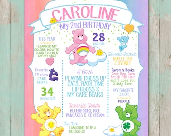 Care Bear inspired Birthday invitations - 25 printed
