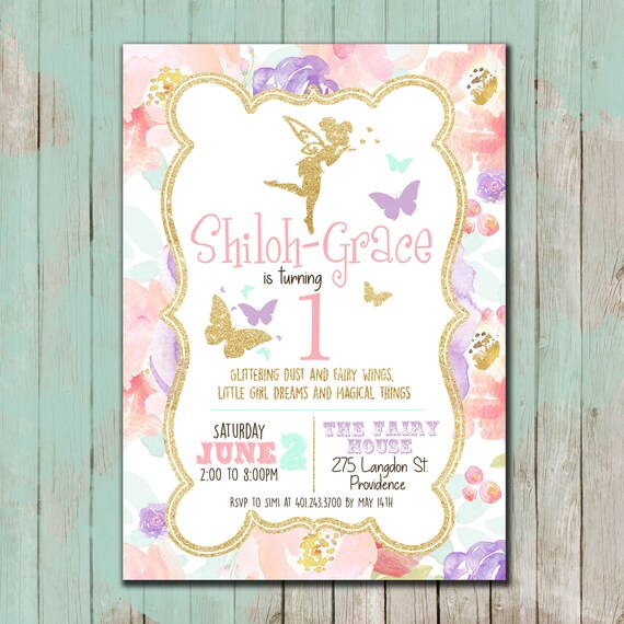 Invitation De Fee Clochette Papillon Fee Anniversaire Etsy France