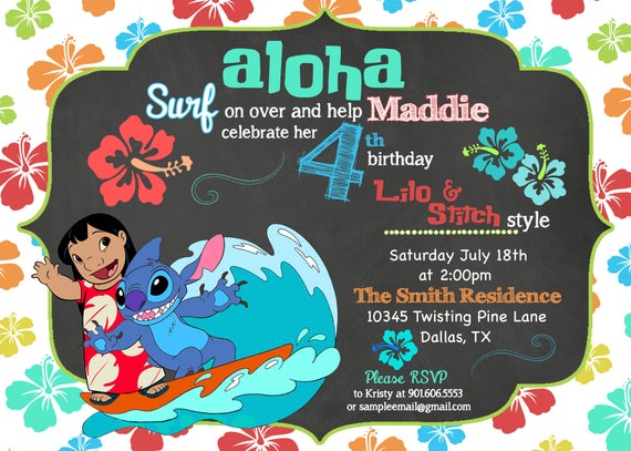 Cartes d'invitation d'anniversaire Lilo et Stitch Algeria