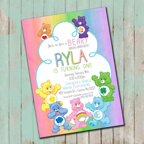 Care Bear Inspired Birthday Invitations 25 Printed 