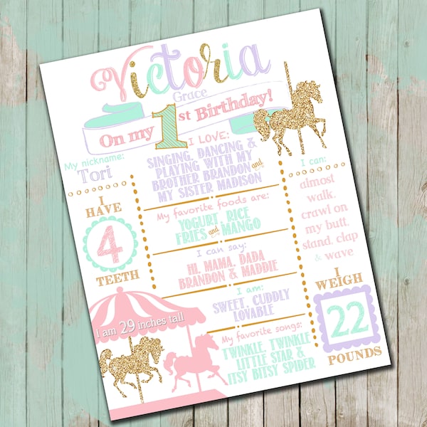 Carousel Horse Birthday Poster- high resolution digital file