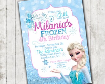 Elsa Frozen inspired Birthday invitations - 25 printed