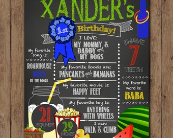 Country Fair Birthday Chalkboard- printed and mounted on art board