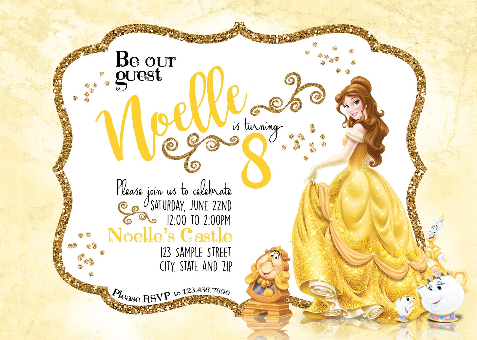 Beauty And The Beast Birthday Invitations www.etsy.com