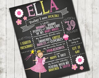 Pinkalicious inspired Birthday chalkboard- high resolution digital file