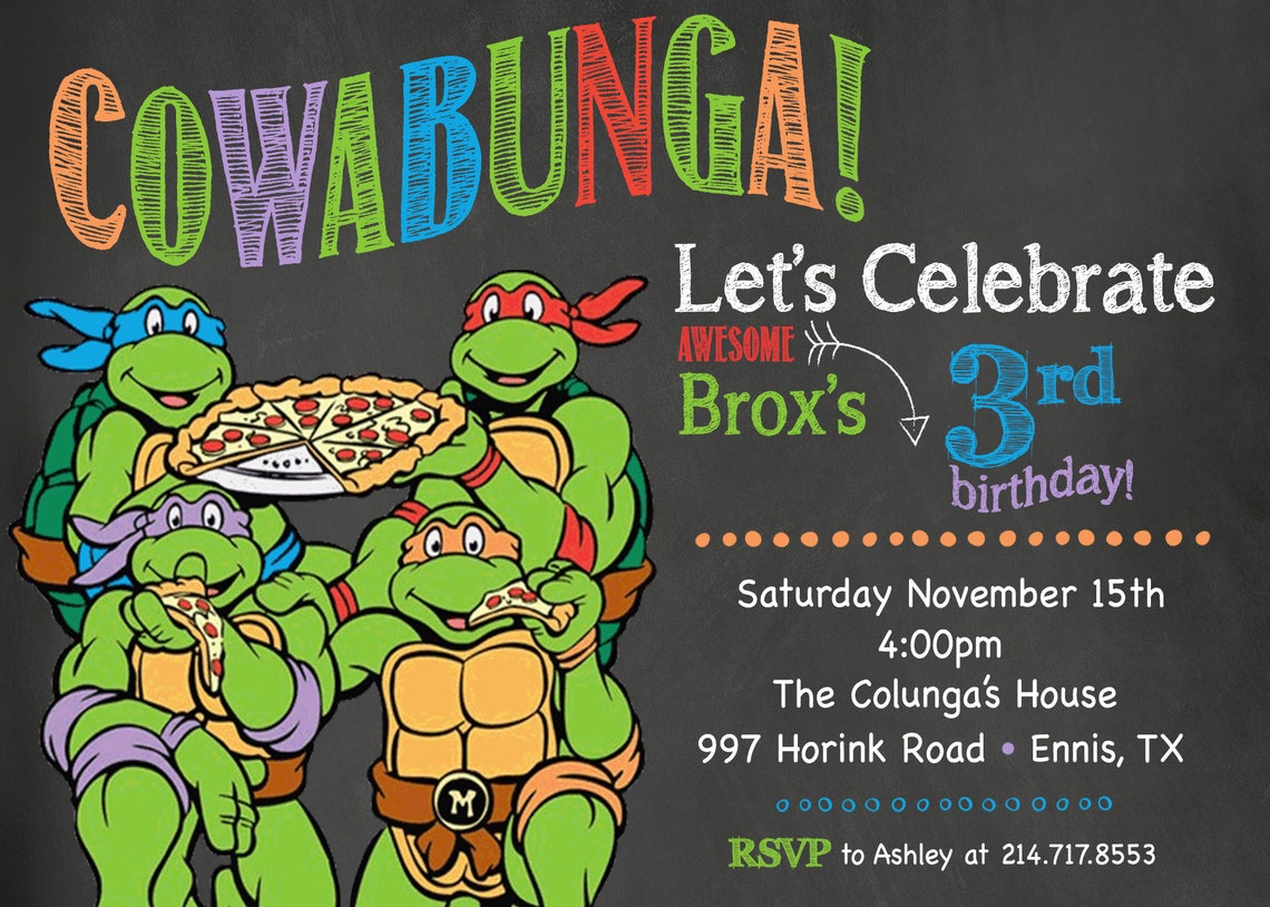 TMNT inspired Birthday invitations 25 printed Etsy