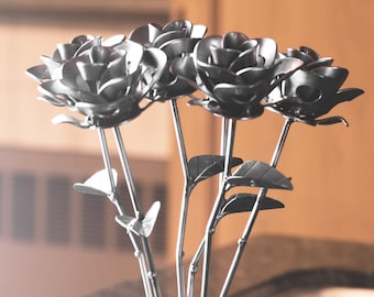 Handmade Recycled Metal Roses and Vase: Steampunk Centerpiece