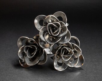 Three Metal Roses, Welded Steel Roses, Recycled Metal Roses, Steampunk Roses, Unique Gift, Modern Rustic Home Decor.
