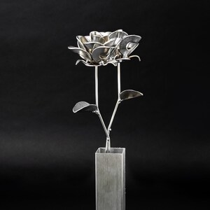 Two Metal Roses and Vase, Recycled Metal Roses With Vase, Steampunk ...