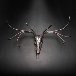 The End European Deer Mount Eight Point Buck Skull Sculpture Heavy Metal Wall Art