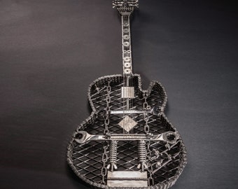 The Classic Metal Electric Guitar Sculpture Heavy Metal Wall Art