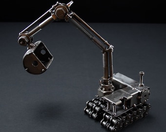 Handmade Metal Art Excavator Sculpture: Nuts & Bolts Figurine