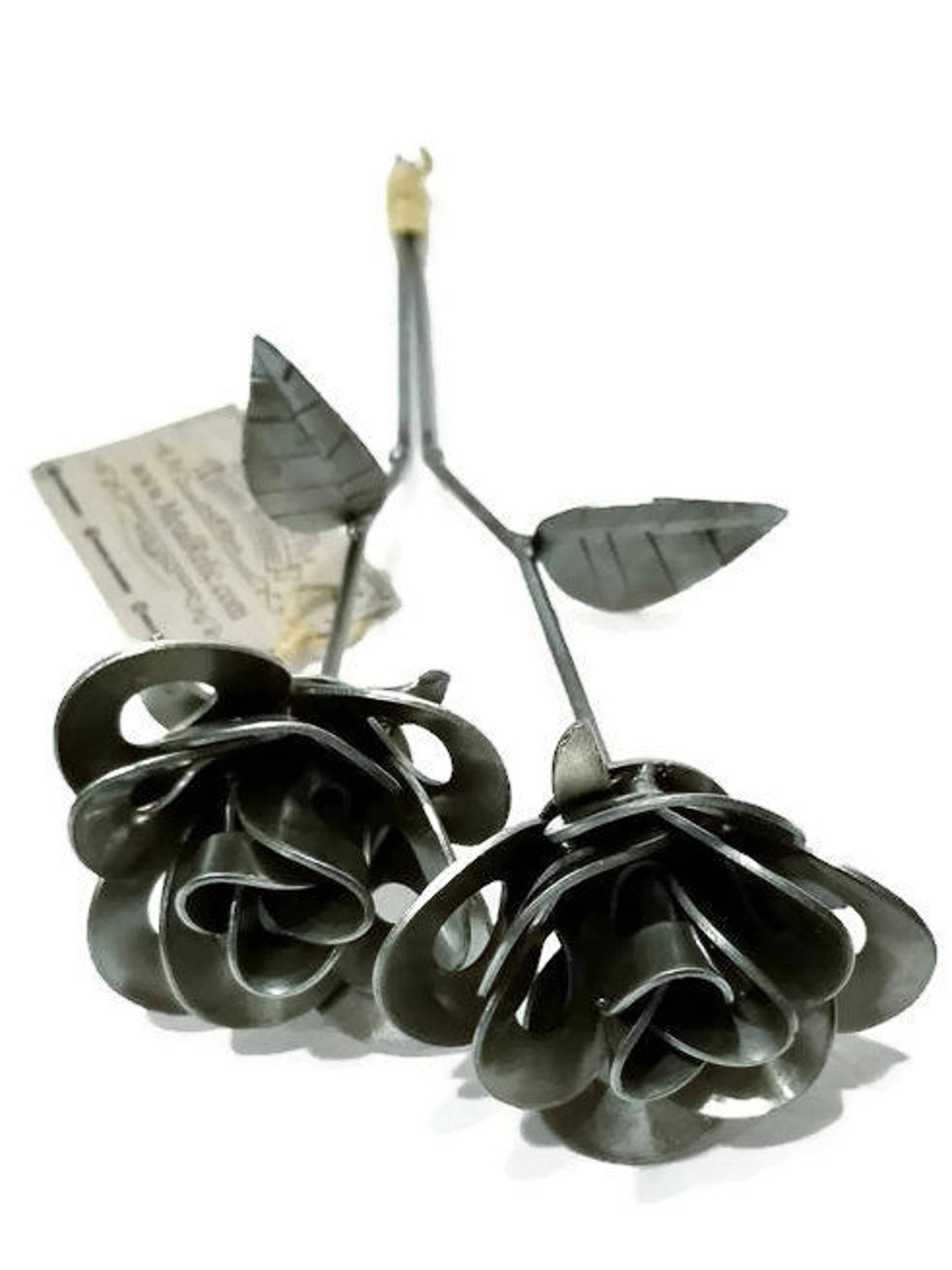Two Metal Roses, Recycled Metal Rose Pair, Metal Rose Sculptures ...