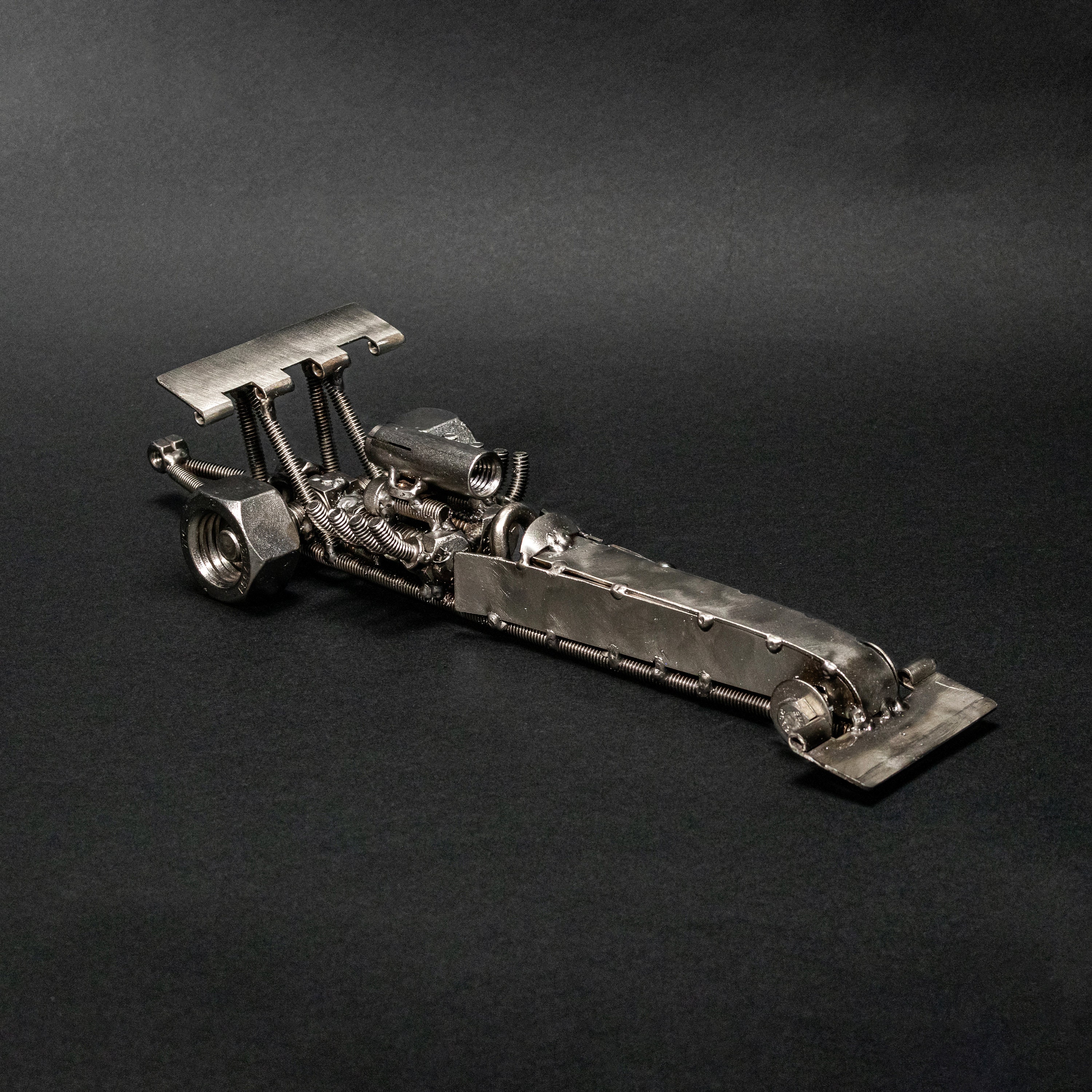 Repurposed Metal Dragster Steel Rail Top Fuel Figurine Nuts And Bolts Repurposed Metal Dragster Steel Rail Top Fuel Figurine Nuts And Bolts