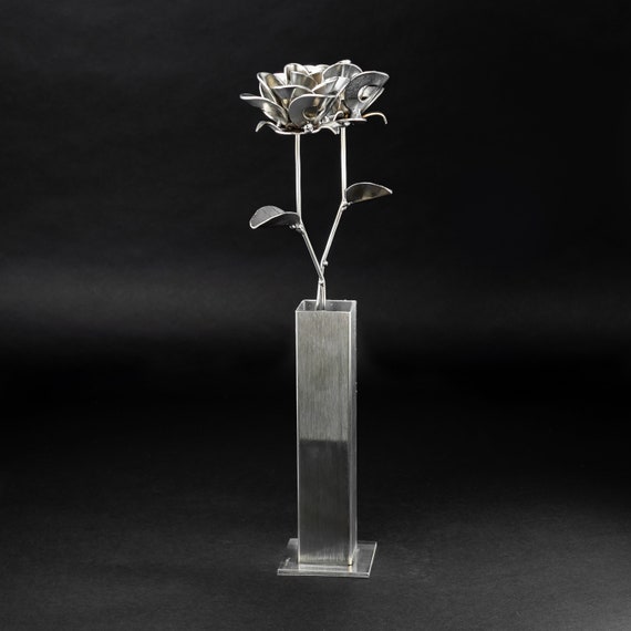 Rose éternelle En Métal Noir – Décoration Romantique Maison, Cadeau Fait Main
