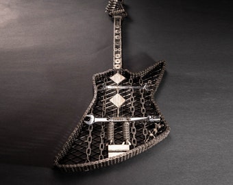 The Adventurer Metal Electric Guitar Sculpture Heavy Metal Wall Art