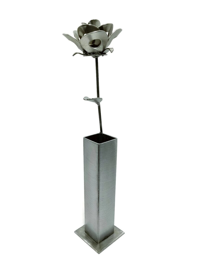 Metal Rose and Vase Metal Rose and Vase Sculpture Welded Etsy
