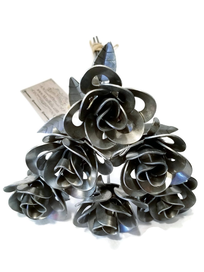 Half Dozen Metal Roses Six Metal Roses Welded Metal Rose Etsy