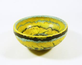 Gorka Livia, Black & Yellow Retro Bowl 5.5", 1950'S ART POTTERY ! (G326)