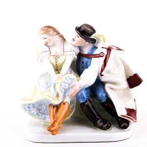 Herend, Folklore Couple, Man Lifting Skirt, PORCELAIN FIGURINE ! (P024)
