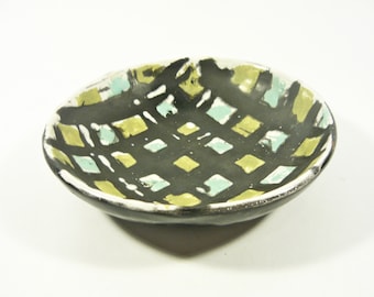 Gorka Livia, Retro Bowl with Colored Squares 6", 1950'S ART POTTERY ! (G390)