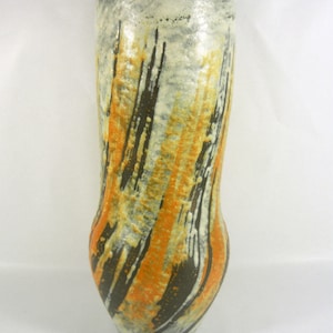 Gorka Livia, Retro Vase with Black & Orange Motif 10.4&quot;, 1960&#39;S ART POTTERY ! (G077)