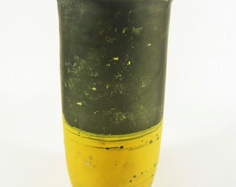 Gorka Livia, Black & Yellow Retro Vase 7", 1950'S ART POTTERY ! (G271)