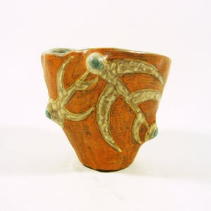 Gorka Livia, Retro Cactus Holder with Branch Motifs 4&quot;, 1950&#39;S ART POTTERY ! (G309)