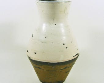 Gorka Livia, Brown & White Retro Vase 8.4", 1950'S ART POTTERY ! (G090)