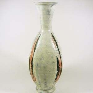 Gorka Livia, White Retro Vase with Black Stripes 14&quot;,1960&#39;S ART POTTERY ! (G024)