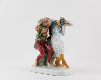 Herend, Drunken Friends With Violin, HANDPAINTED PORCELAIN FIGURINE ! (P092)