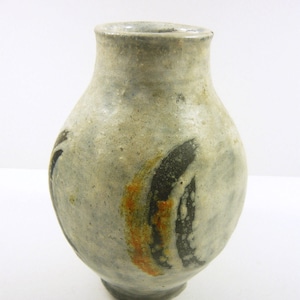 Gorka Livia, Retro Vase with Black & Orange Motif 7.8&quot;, 1960&#39;S ART POTTERY ! (G315)