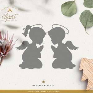 Christmas Svg File, SVG Cut Files, Angel Wings Svg, Boy Girl, Halo, Prayer SVG File,  Christmas Clipart, Digital Download