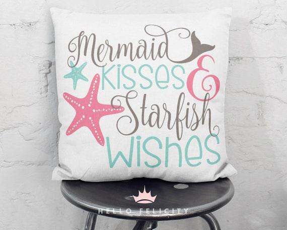 Mermaid Svg Mermaid Kisses And Starfish Wishes Svg Png Dxf Etsy