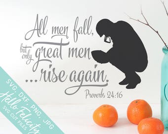 Football Svg, Christian Svg Png Bible Sublimation Designs, Proverbs 24:16 Great Men Rise Again, Scripture Svg, Digital Download, Clipart