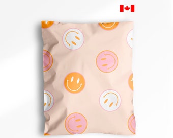 25 ct, Smiley Face Poly Mailers, Pretty Shipping Mailers, Pink Poly Mailers, Shipping Bags, Shipping Supplies for Businesses, Boho Mailers
