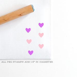 Mini Peg Rubber Stamp, Small Heart Stamp, Bujo Stamp, Tiny Rubber Stamp, Love Stamp, Valentines Day Stamp, Loyalty Card Stamp, Teacher Stamp