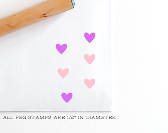 Mini Peg Rubber Stamp, Small Heart Stamp, Bujo Stamp, Tiny Rubber Stamp, Love Stamp, Valentines Day Stamp, Loyalty Card Stamp, Teacher Stamp