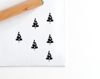 Mini Peg Rubber Stamp, Mini Tree Stamp, Christmas Tree Stamp